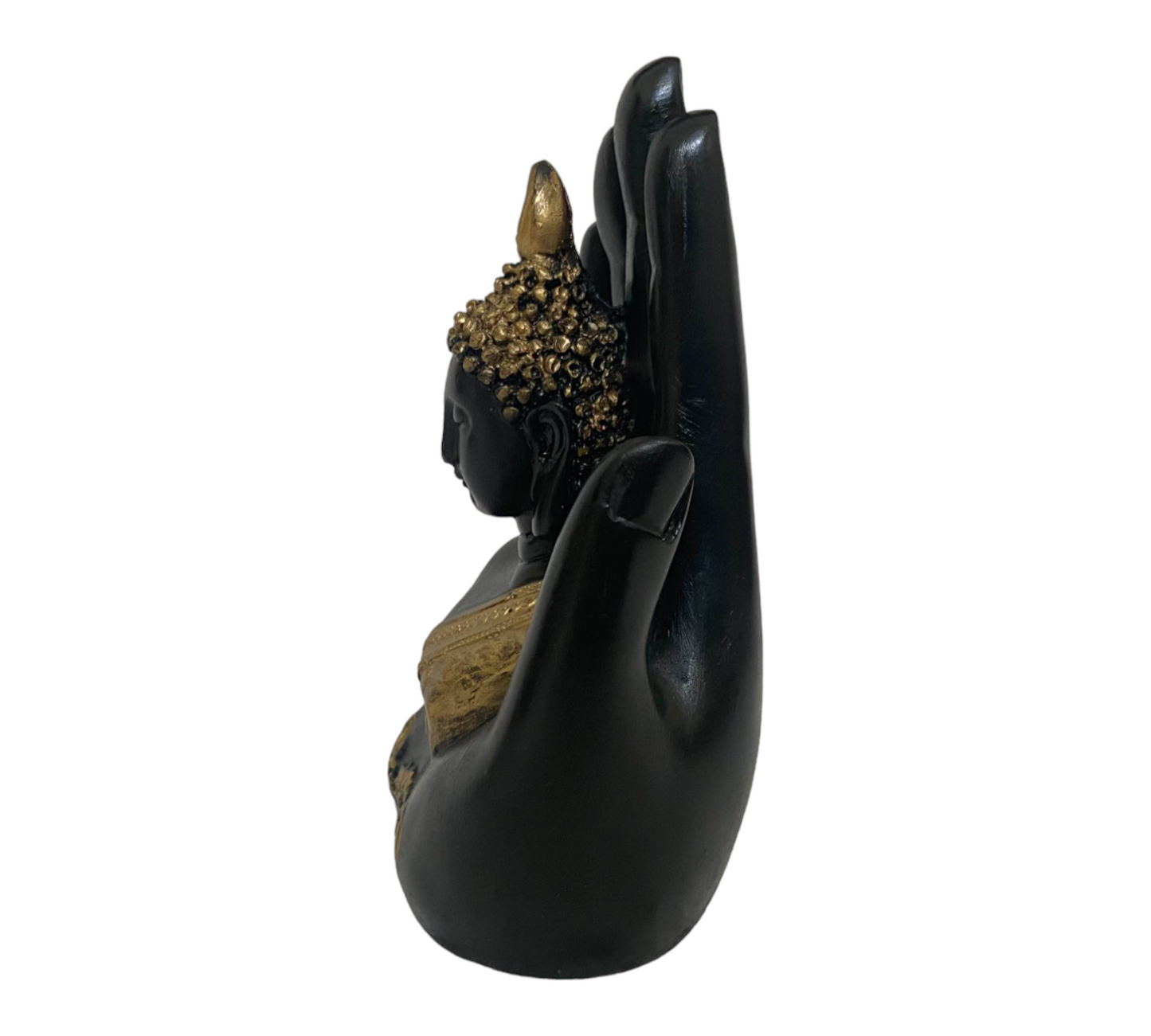 Black Antique Palmbudhha Statue Polyresin