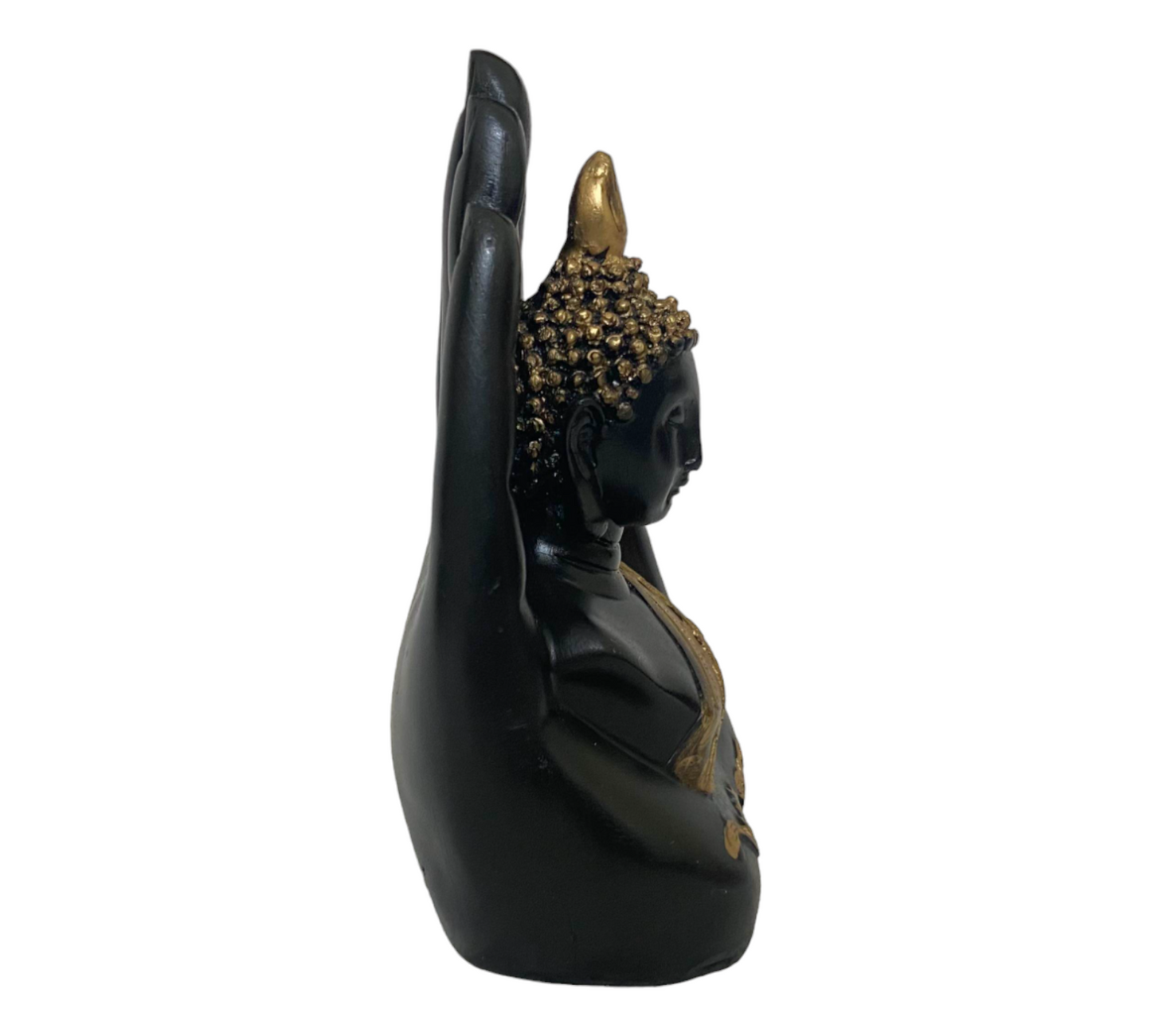 Black Antique Palmbudhha Statue Polyresin