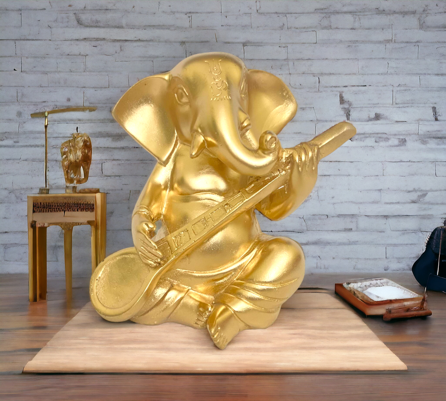 Golden Lord Ganesh Playing Guitar