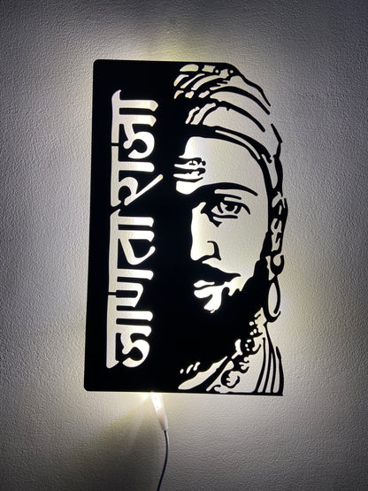 Janta Raja Shivaji Maharaj Metal Art With LED Light Frame