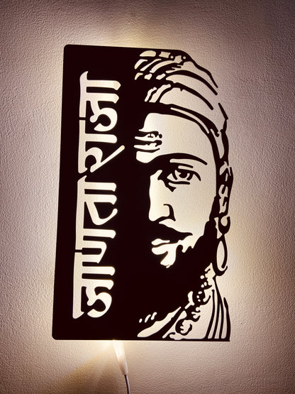 Janta Raja Shivaji Maharaj Metal Art With LED Light Frame