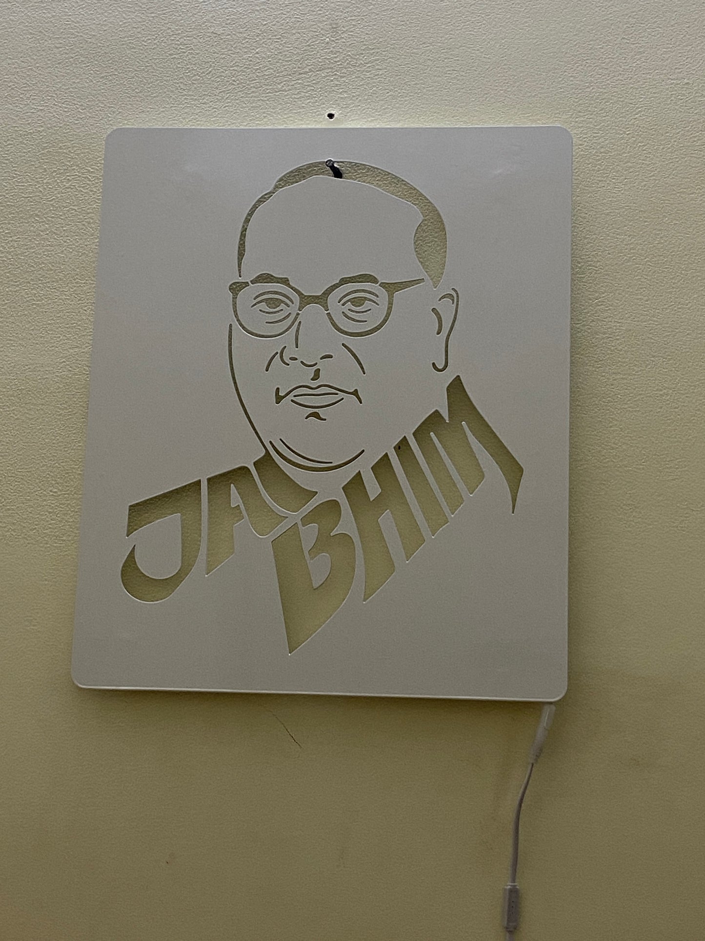 Jai Bhim Baba Saheb Ambedkar Metal Art With LED Light Frame