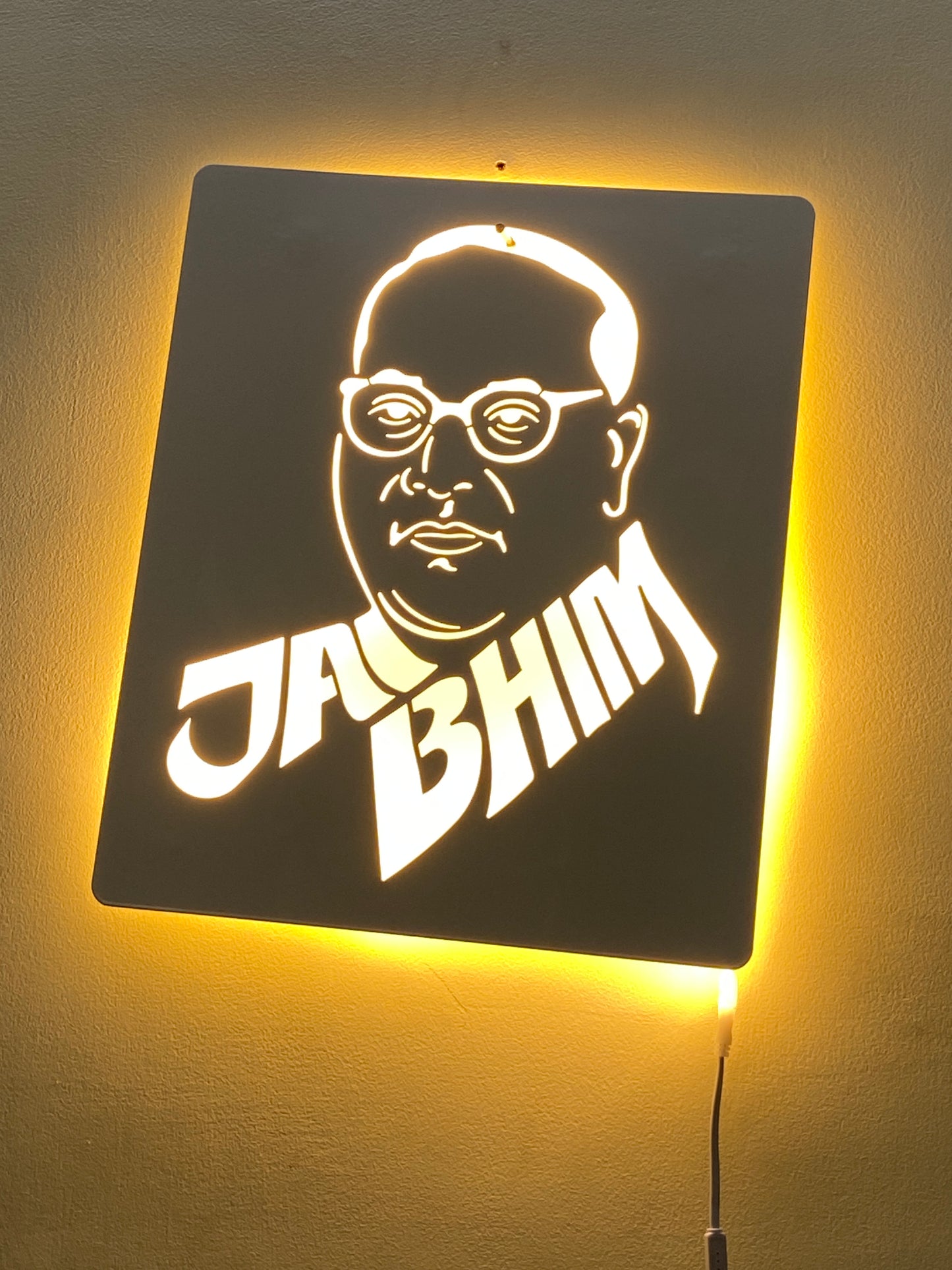 Jai Bhim Baba Saheb Ambedkar Metal Art With LED Light Frame