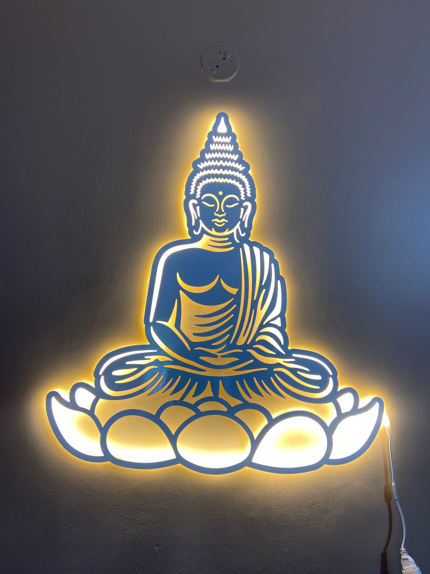 Lord Buddha Metal Art With LED Light Frame