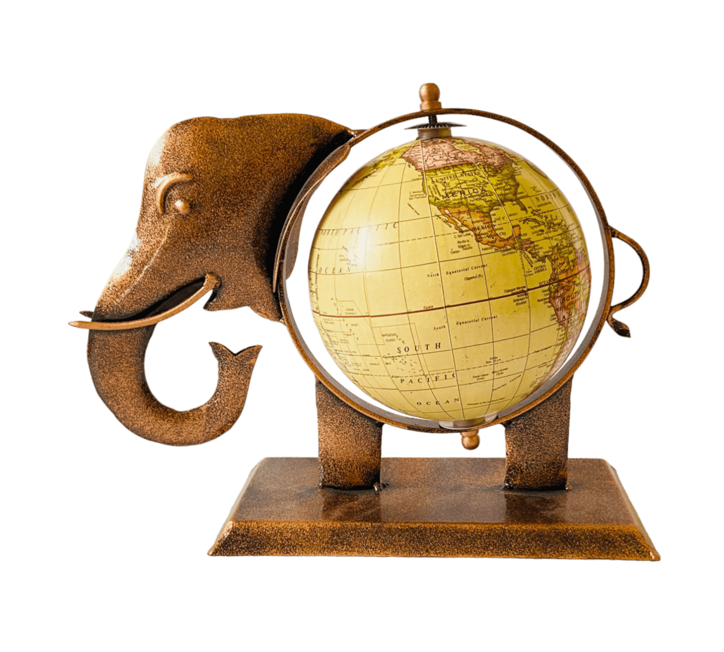 Iron Royal Elephant Globe Showpiece