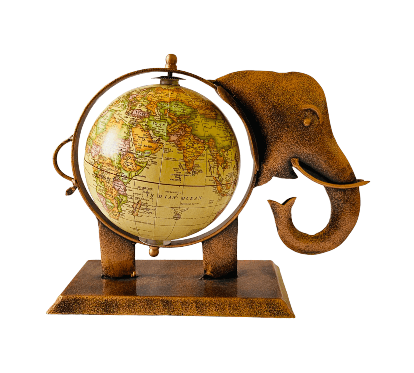 Iron Royal Elephant Globe Showpiece