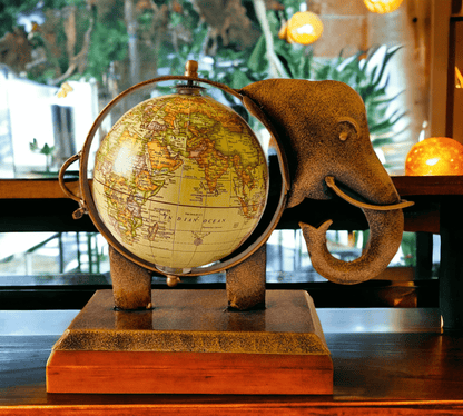 Iron Royal Elephant Globe Showpiece