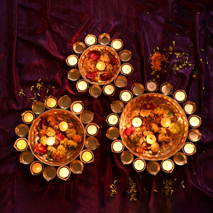 Beautiful Handcrafted Decorative Deepak Urli With Diya Bowl Set of 3