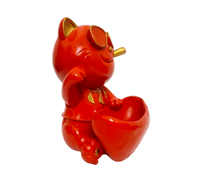 Orange Sitting Resin Cat Sculpture