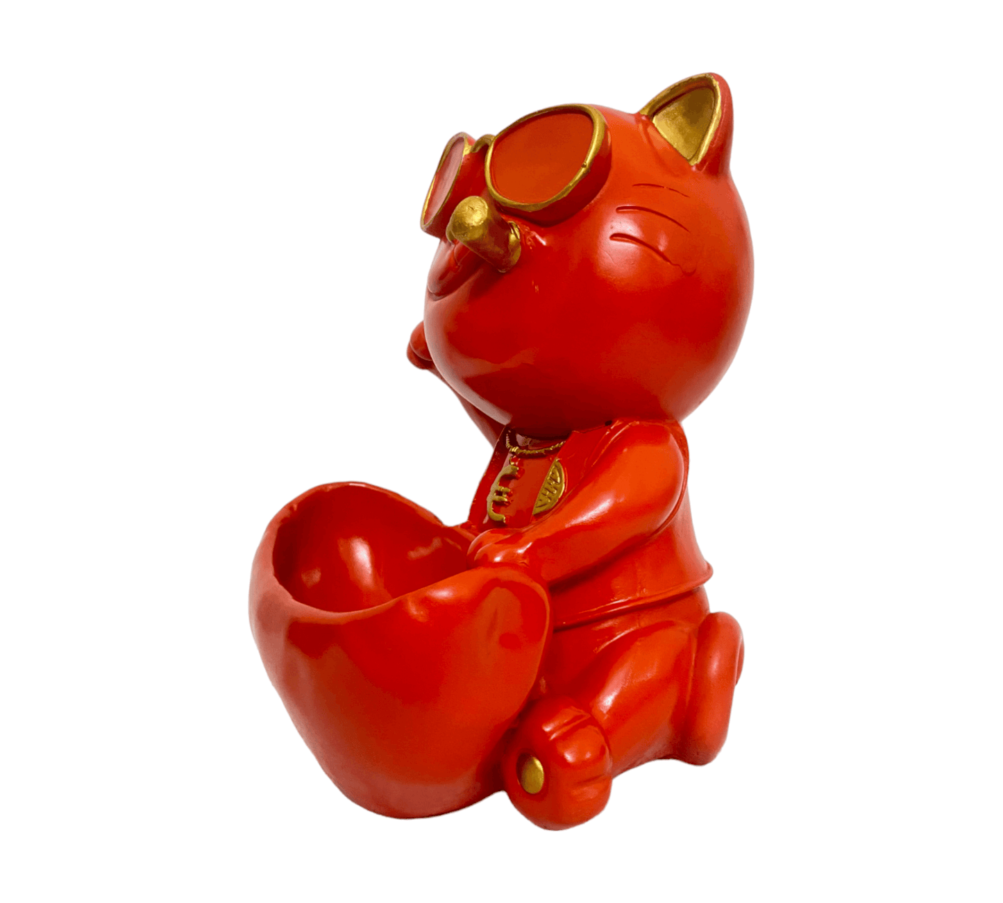 Orange Sitting Resin Cat Sculpture