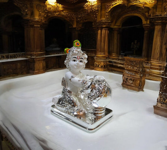 Silver Plated Shree Krishna With Makhan