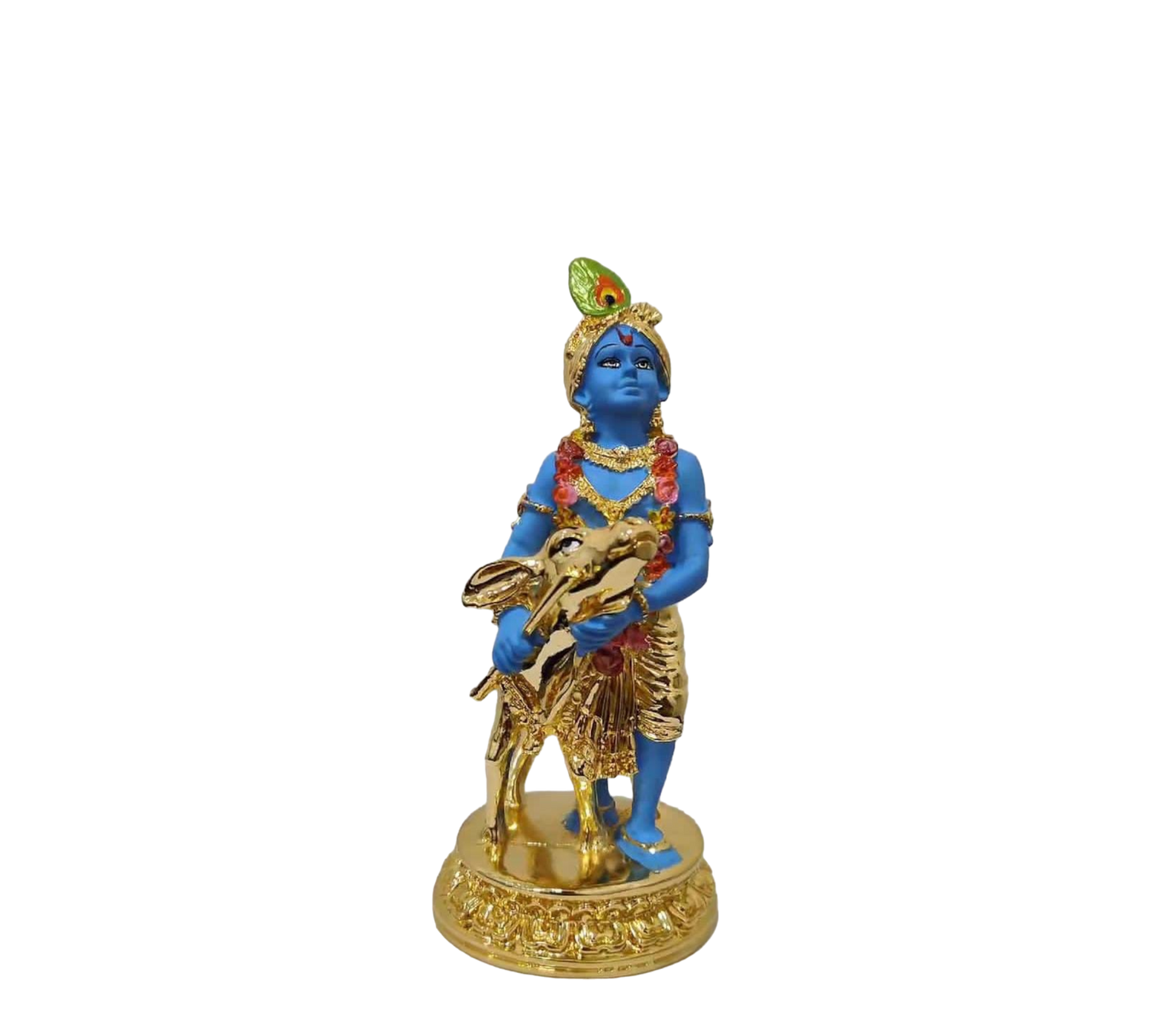 Gold Plated Shree Krishna With Cow