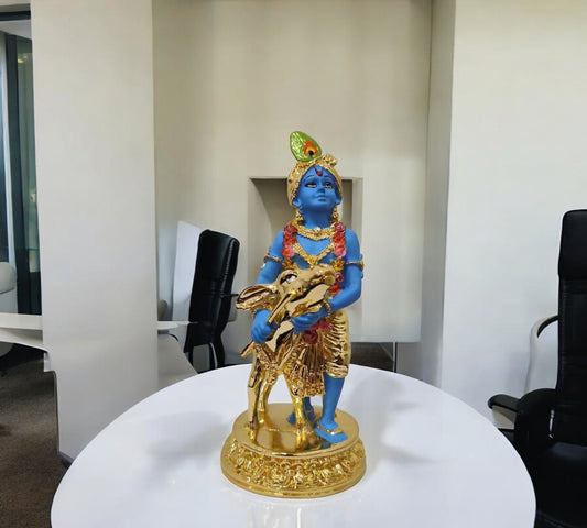 Gold Plated Shree Krishna With Cow