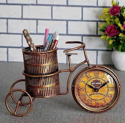 Metal Cycle Pen Stand with Desk Clocks