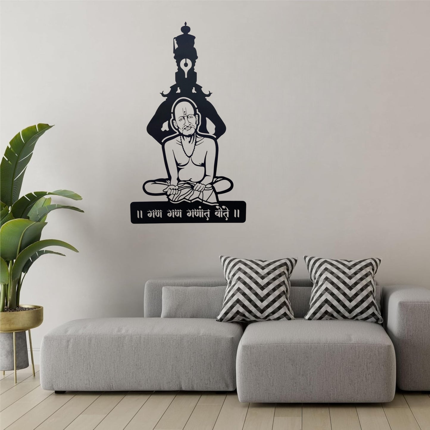 Gajanan Maharaj with Vitthal Metal Wall Art with LED Light | Spiritual Devotional Wall Decor for Home & Mandir