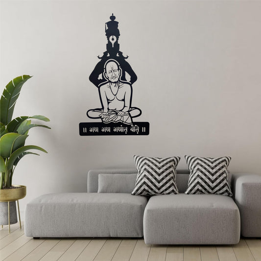 Gajanan Maharaj with Vitthal Metal Wall Art with LED Light | Spiritual Devotional Wall Decor for Home & Mandir