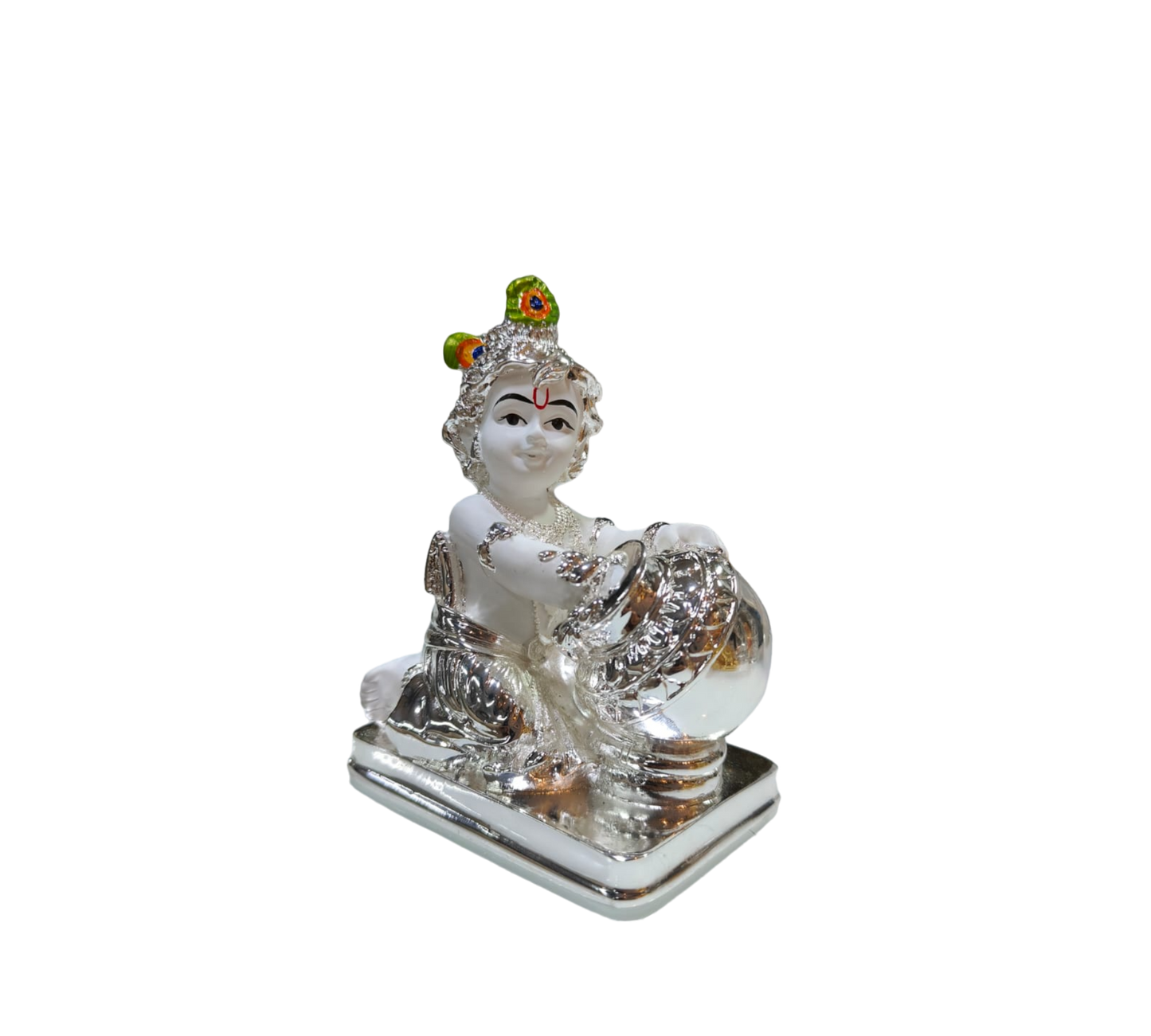 Silver Plated Shree Krishna With Makhan