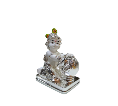 Silver Plated Shree Krishna With Makhan