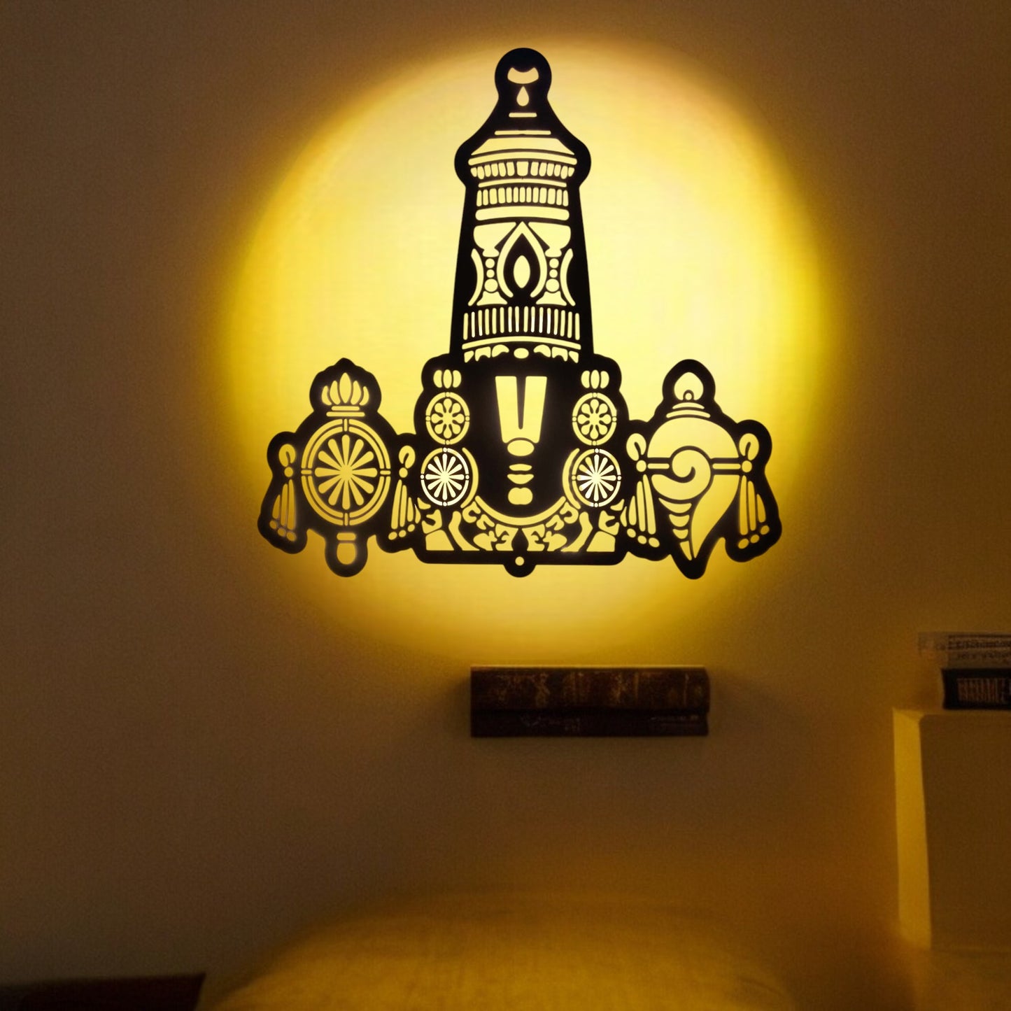 Tirupati Balaji Metal Wall Art with LED Lights – Elegant Black Finish | Spiritual Home Decor